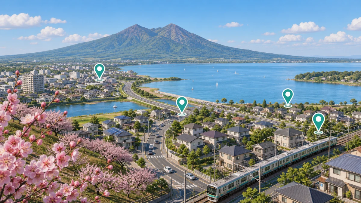 茨城県の筑波山、霞ヶ浦、梅をモチーフにした地域イメージ